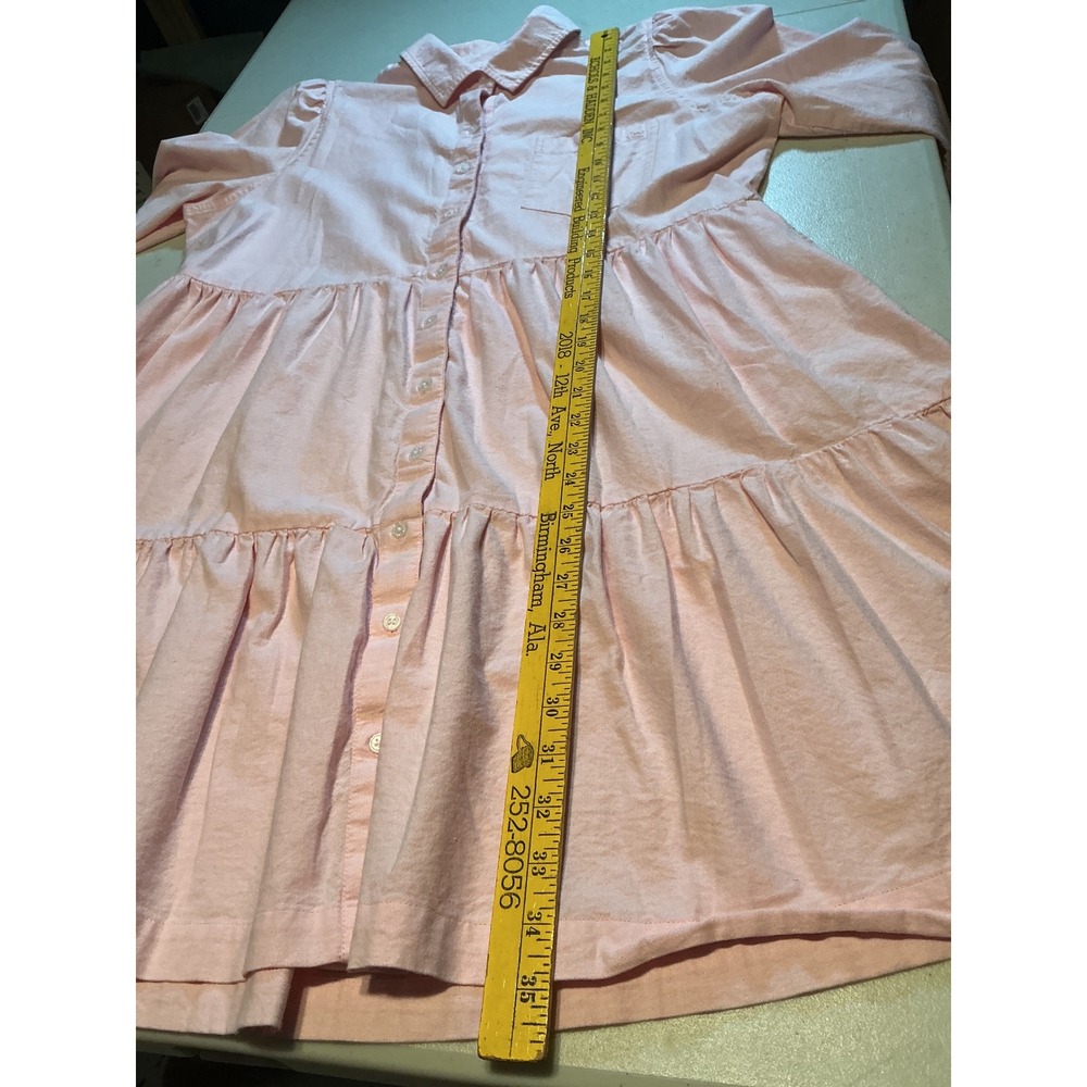 Crown & Ivy Womens Pink Tiered Shirt Dress Long Sleeve Cotton Blend Size L - Picture 4 of 6